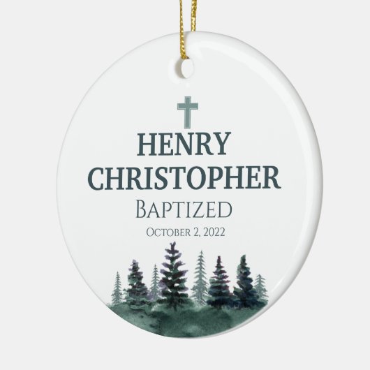 Pine Trees Baptism Ornament for Boys (Links)