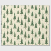 Pine Trees Beige Watercolor Christmas Holiday Cadeaupapier (Vlak)