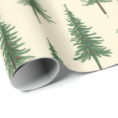 Pine Trees Beige Watercolor Christmas Holiday Cadeaupapier (Rol Hoek)
