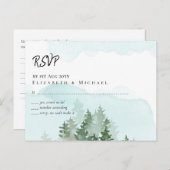 Pine Trees Blauwgroen en Sage Wedding Briefkaart (Voorkant / Achterkant)