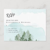 Pine Trees Blauwgroen en Sage Wedding Briefkaart (Voorkant)