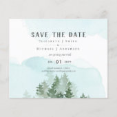 Pine Trees Blauwgroen en Sage Wedding Save Date (Voorkant)