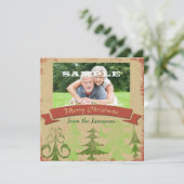 Pine Trees Border Vrolijk Kerstfeest Feestdagenkaart (Staand voorkant)