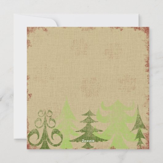 Pine Trees Border Vrolijk Kerstfeest Feestdagenkaart (Achterkant)