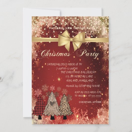 Pine Trees, Bow Red Company kerstparty Kaart (Voorkant)