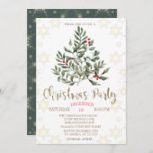 Pine Trees Branches Sneeuwvlokken Kerstfeest Kaart (Voorkant / Achterkant)