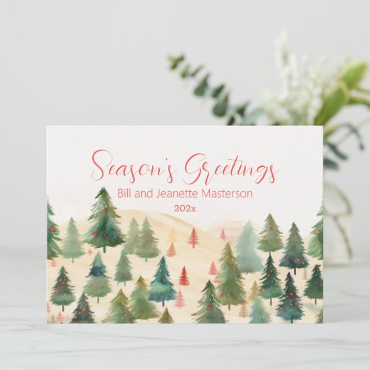Pine Trees Christmas Woodlands Feestdagenkaart (Staand voorkant)