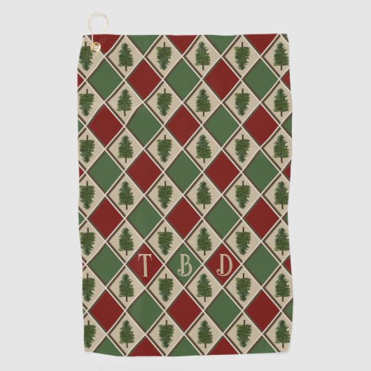 Pine Trees en Harlequin Golf Handdoek (Voorkant)