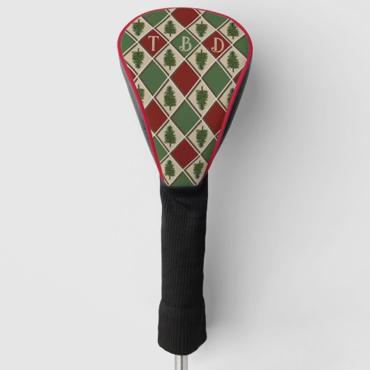 Pine Trees en Harlequin Golf Head Hoesje Golfheadcover (Voorkant)