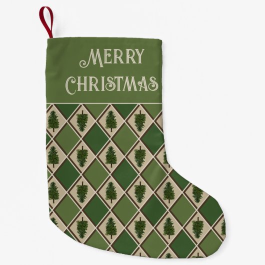 Pine Trees en Harlequin Holiday Stocking Kleine Kerstsok (Voorkant)