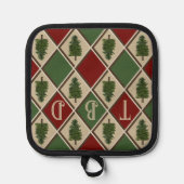 Pine Trees en Harlequin Pot Holder Pannenlap (Voorkant)