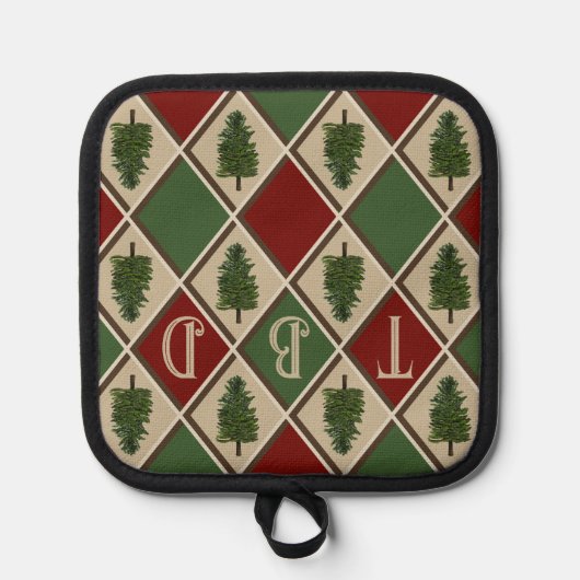 Pine Trees en Harlequin Pot Holder Pannenlap (Voorkant)