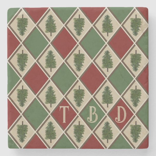 Pine Trees en Harlequin Stone Onderzetter (Voorkant)