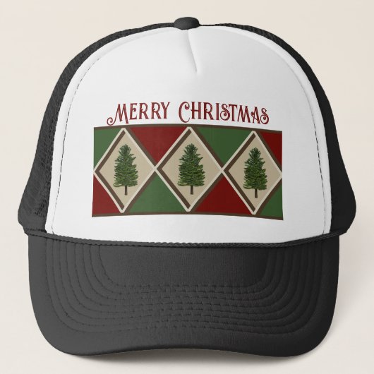 Pine Trees en Harlequin Trucker Hat Pet (Voorkant)