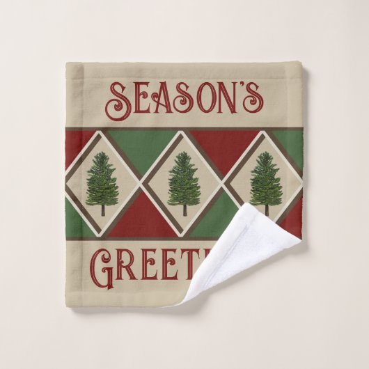 Pine Trees en Harlequin Wash Cloth Washandje (Wasdoekje)