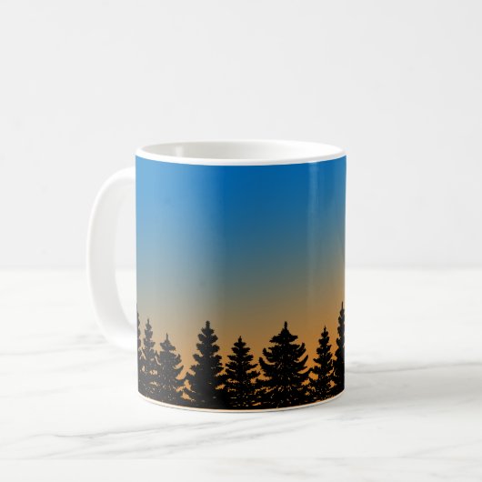 Pine Trees en Sunset Sky | Pijnbossen | Koffiemok (Voorkant links)