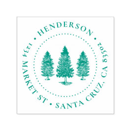 Pine Trees | Familienaam Ronde Return-adres Zelfinktende Stempel