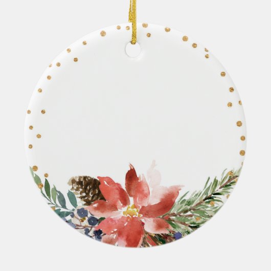 Pine Trees Flower First Christmas Keramisch Ornament (Achterkant)