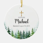 Pine Trees Forest Baptism Ornament God Bless (Voorkant)