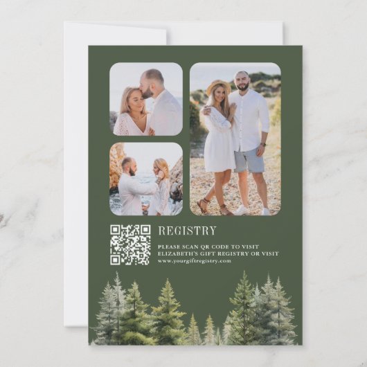 Pine Trees Forest Foto QR Code Vrijgezellenfeest Kaart (Achterkant)