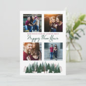 Pine Trees Forest | Gelukkig nieuwjaar | Fotokaart Feestdagenkaart (Staand voorkant)