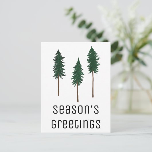 Pine Trees Forest Minimalist CUSTOM Holiday Briefkaart (Staand voorkant)