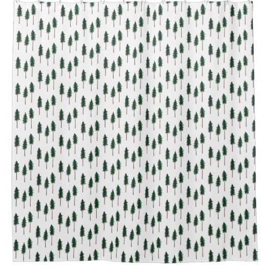 Pine Trees Forest Minimalist Pattern Douchegordijn (Voorkant)