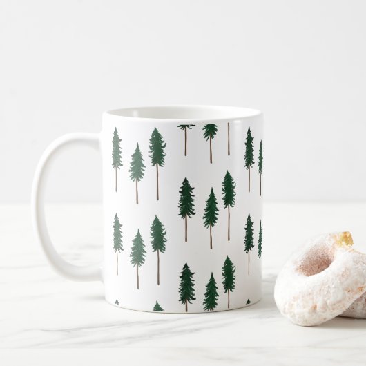 Pine Trees Forest Minimalist Pattern Koffiemok (Met donut)