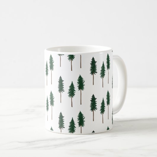 Pine Trees Forest Minimalist Pattern Koffiemok (Voorkant rechts)