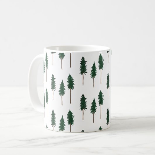 Pine Trees Forest Minimalist Pattern Koffiemok (Voorkant links)