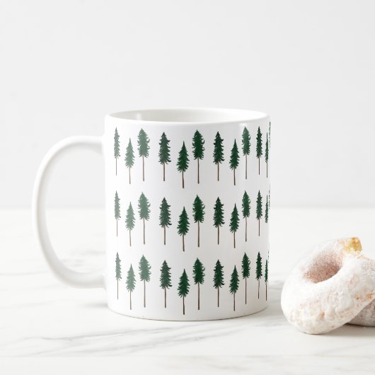 Pine Trees Forest Minimalist Pattern Koffiemok (Met donut)