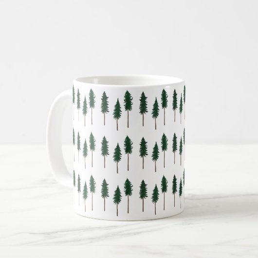 Pine Trees Forest Minimalist Pattern Koffiemok (Voorkant links)