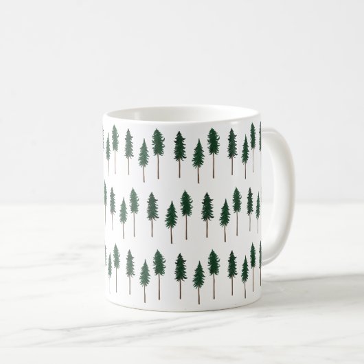 Pine Trees Forest Minimalist Pattern Koffiemok (Voorkant rechts)