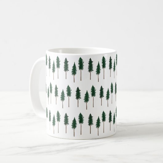 Pine Trees Forest Minimalist Pattern Koffiemok (Voorkant links)