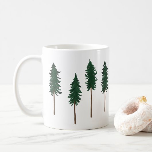 Pine Trees Forest Minimalist Pattern Koffiemok (Met donut)