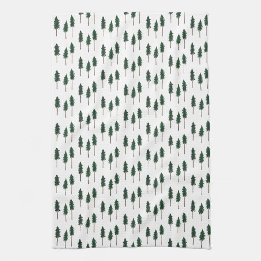 Pine Trees Forest Pattern Simple Theedoek (Verticaal)