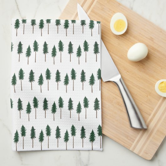 Pine Trees Forest Pattern Simple Theedoek (Quarter Fold)