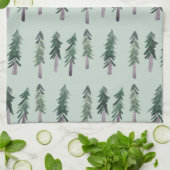 Pine Trees Forest Pattern Waterverf Green Theedoek (Gevouwen)