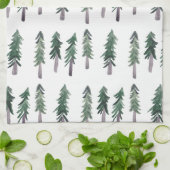 Pine Trees Forest Pattern Waterverf Theedoek (Gevouwen)