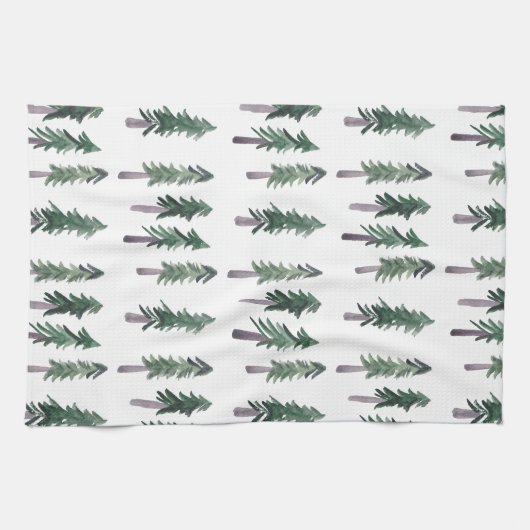 Pine Trees Forest Pattern Waterverf Theedoek (Horizontaal)