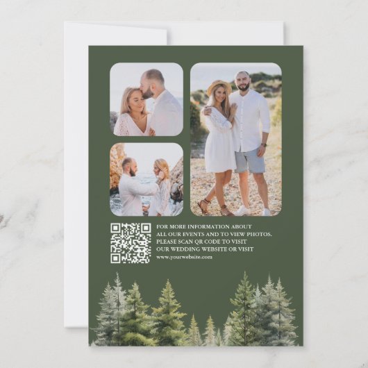 Pine Trees Forest Photo QR Code Wedding Save The Date (Achterkant)