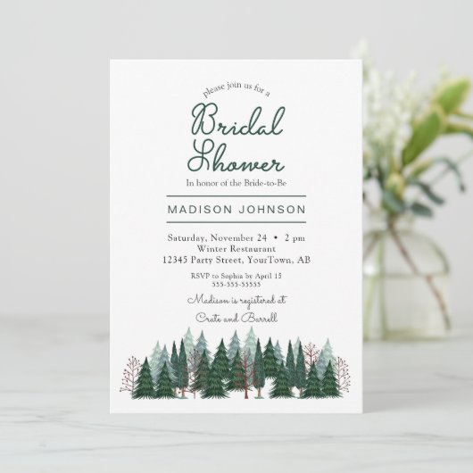 Pine Trees Forest | VRIJGEZELLENFEEST | Uitnodigin Kaart (Staand voorkant)