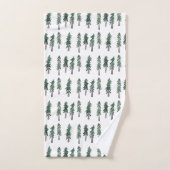 Pine Trees Forest Waterverf Pattern Bad Handdoek (Handdoek)