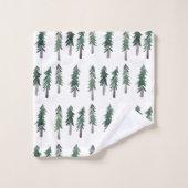 Pine Trees Forest Waterverf Pattern Bad Handdoek (Wasdoekje)