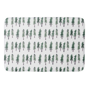 Pine Trees Forest Waterverf Pattern Badmat