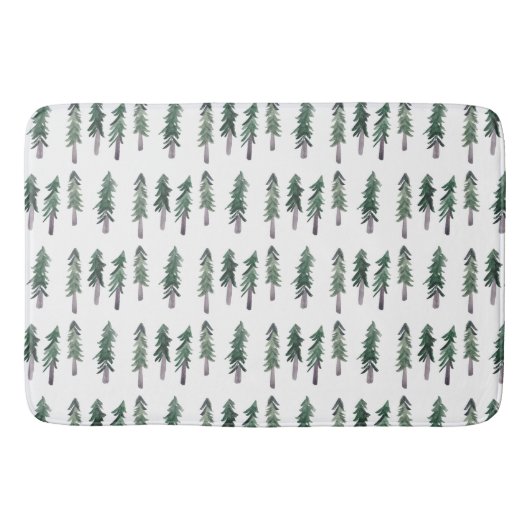 Pine Trees Forest Waterverf Pattern Badmat (Voorkant)