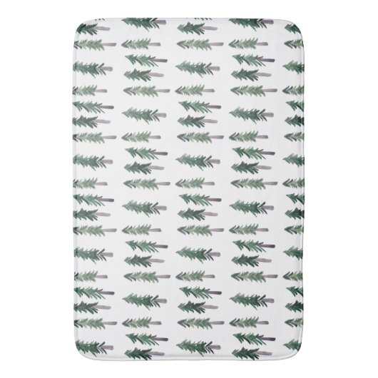 Pine Trees Forest Waterverf Pattern Badmat (Voorkant Verticaal)