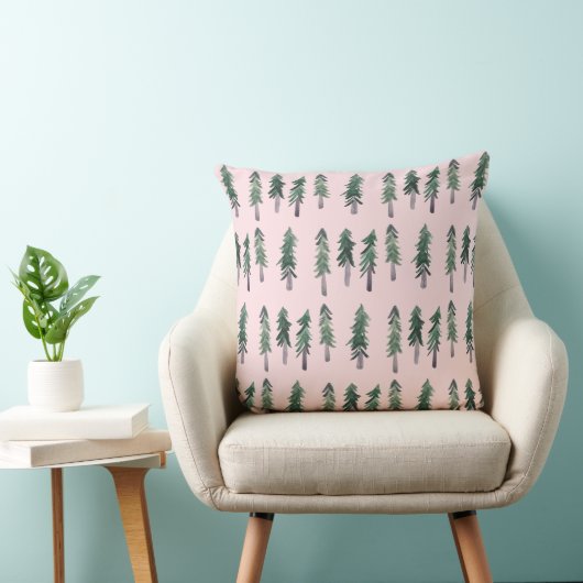 Pine Trees Forest Waterverf Pattern Kussen (Stoel)