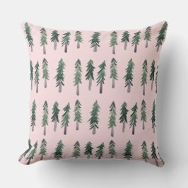 Pine Trees Forest Waterverf Pattern Kussen