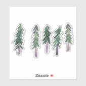 Pine Trees Forest Waterverf Sticker (Vel)